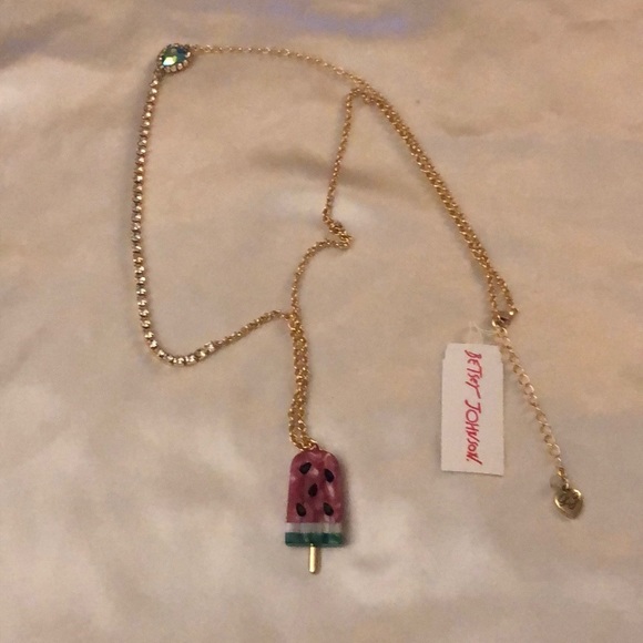 Betsey Johnson Gold Tone Watermelon Popsicle Pendant Necklace Cup Chain NWT - Picture 14 of 16